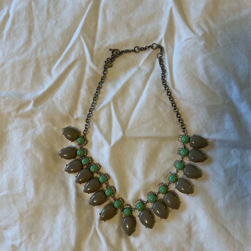 J. Crew Factory Green and Gray Statement Necklace
